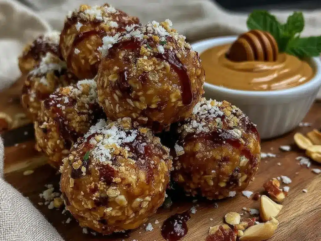 no-bake peanut butter protein energy balls - featured image