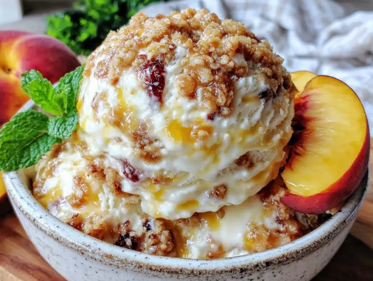 no-churn peach cobbler ice cream preparation steps