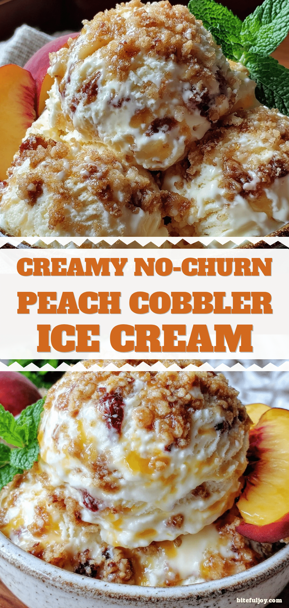 no-churn peach cobbler ice cream recipe