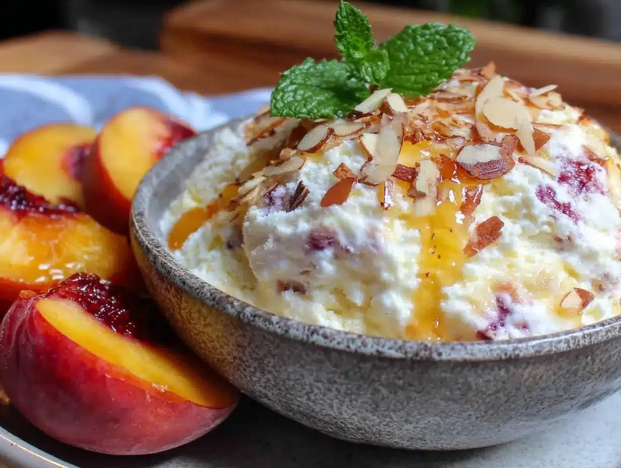 no-churn roasted peach ice cream preparation steps