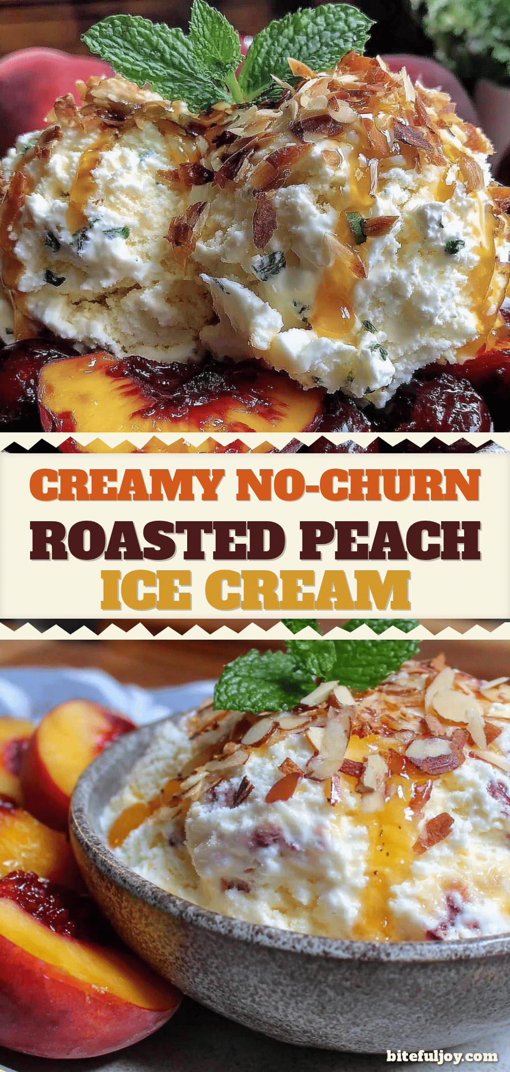 no-churn roasted peach ice cream recipe