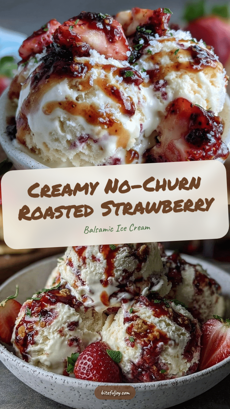 no-churn roasted strawberry balsamic ice cream recipe