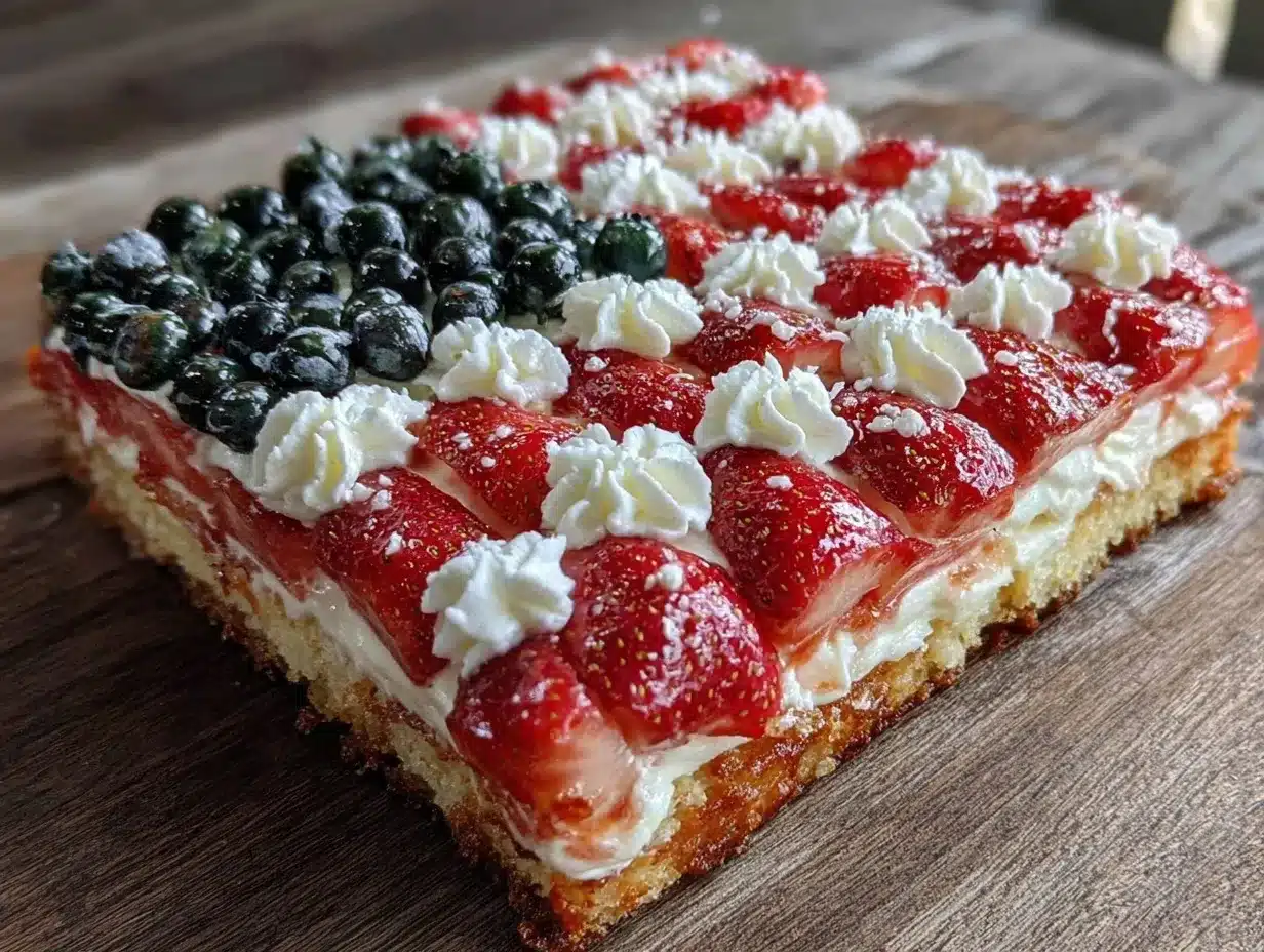 patriotic flag sheet cake preparation steps