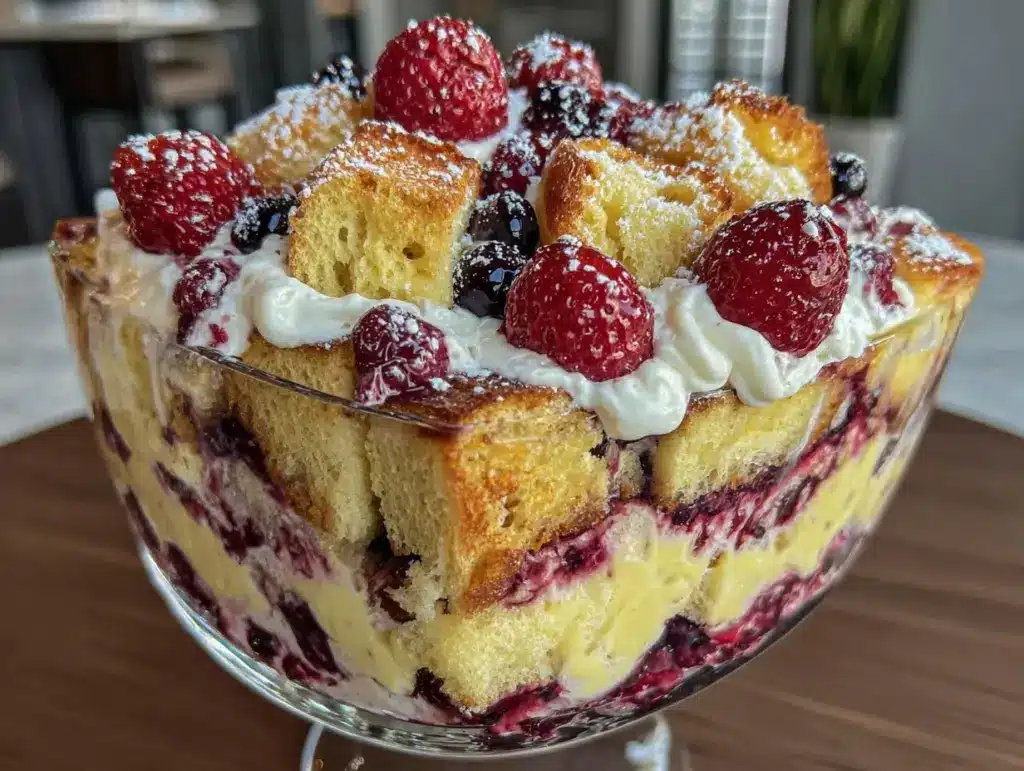 red white blue berry trifle - featured image