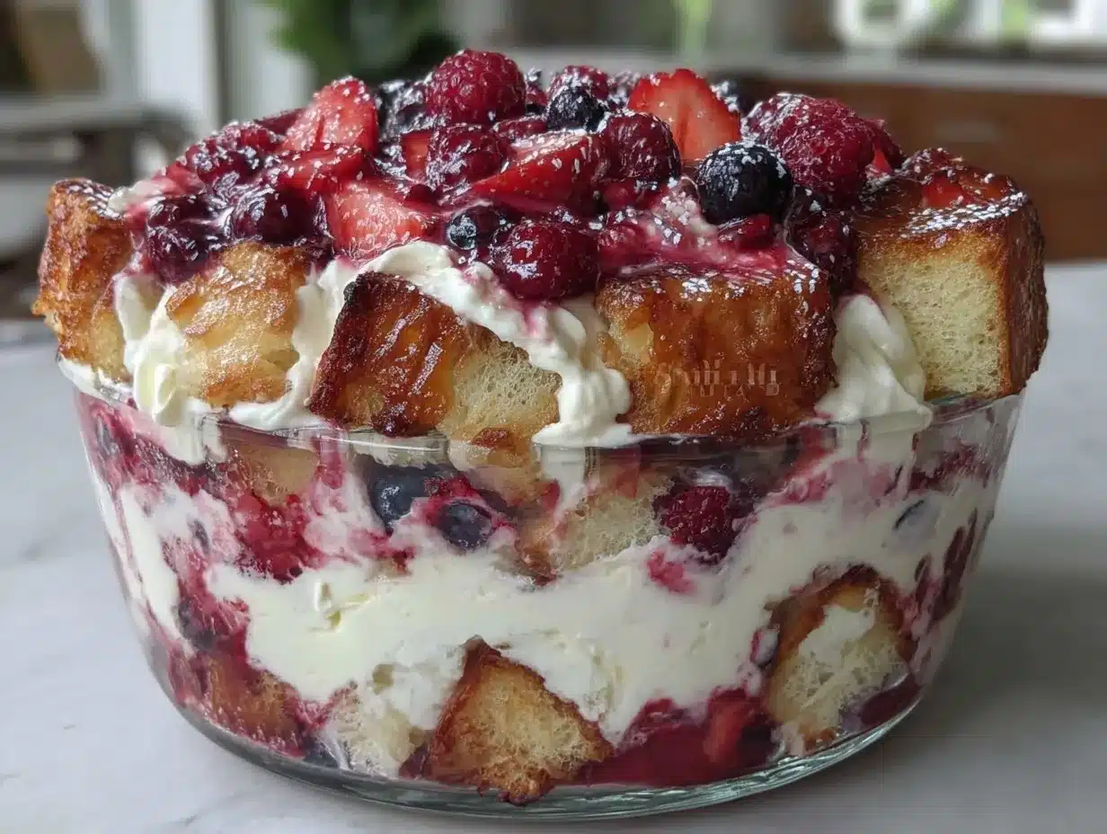 red white blue berry trifle preparation steps