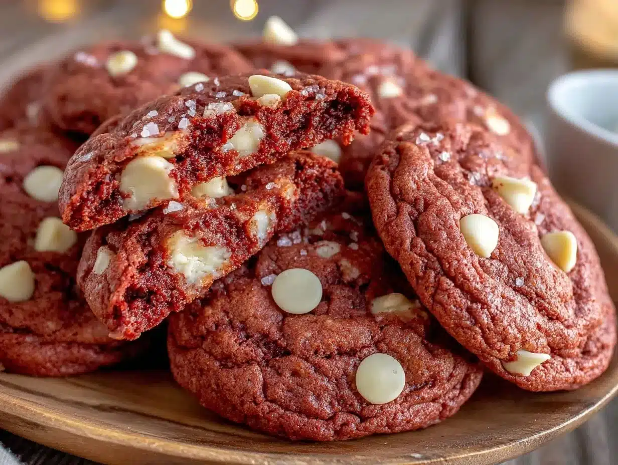 soft red velvet white chocolate chip cookies preparation steps