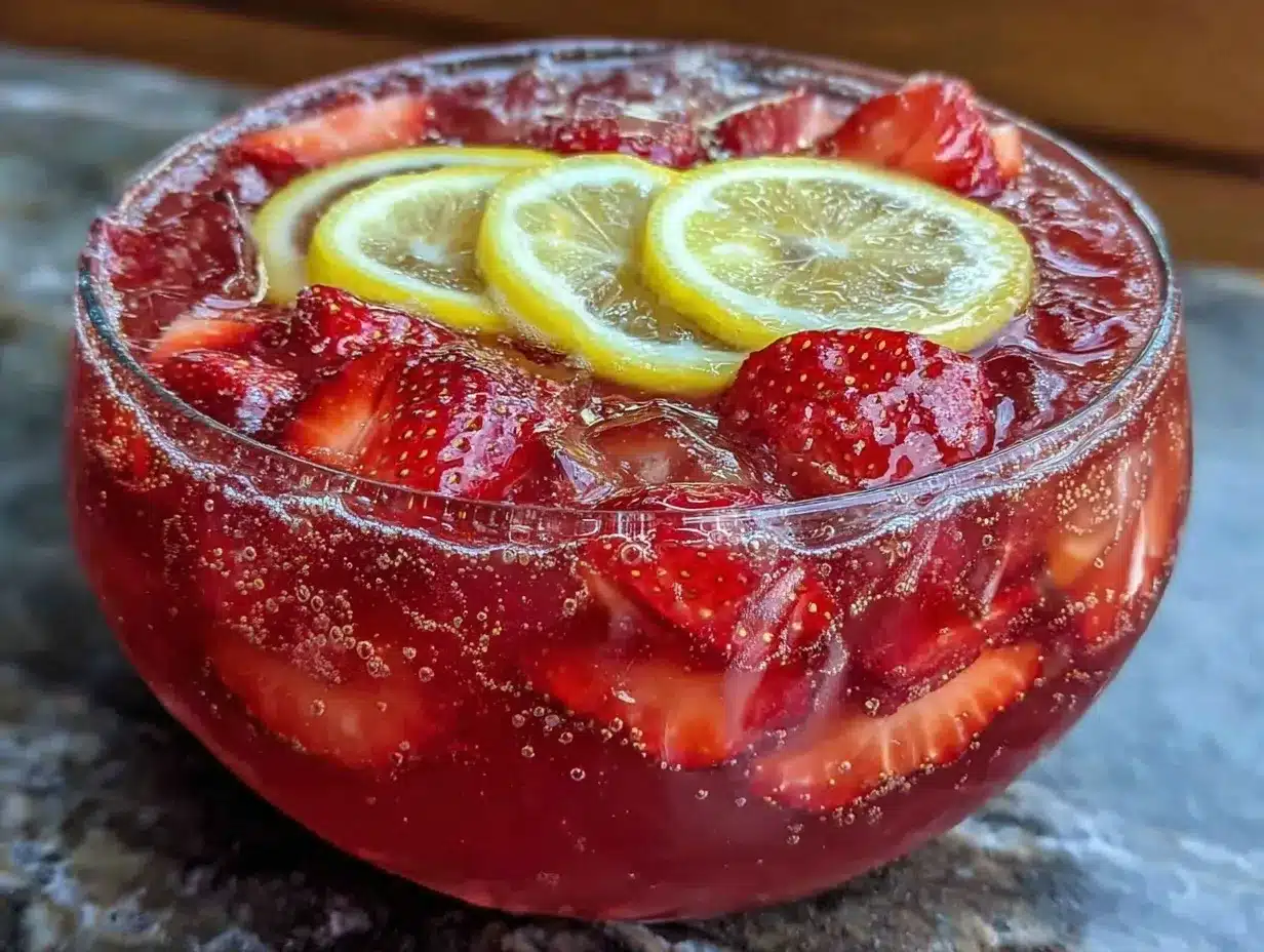 sparkling strawberry lemonade punch bowl preparation steps
