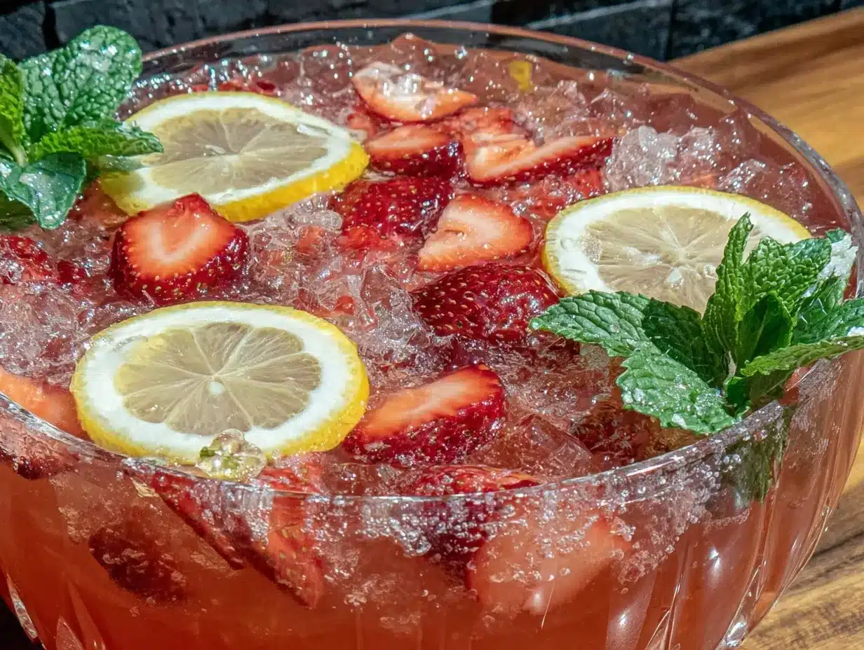 strawberry lemonade vodka punch preparation steps
