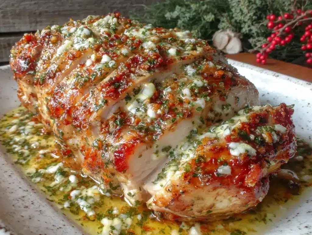 tender baked chicken breast with garlic herb butter - featured image