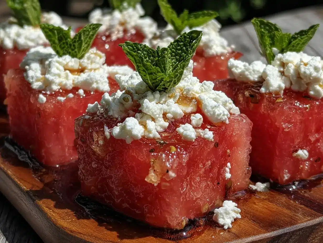 watermelon feta salad bites preparation steps