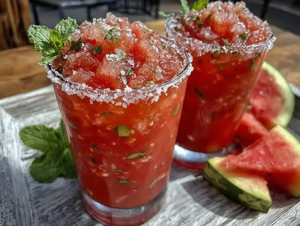 watermelon mint margarita slushie preparation steps