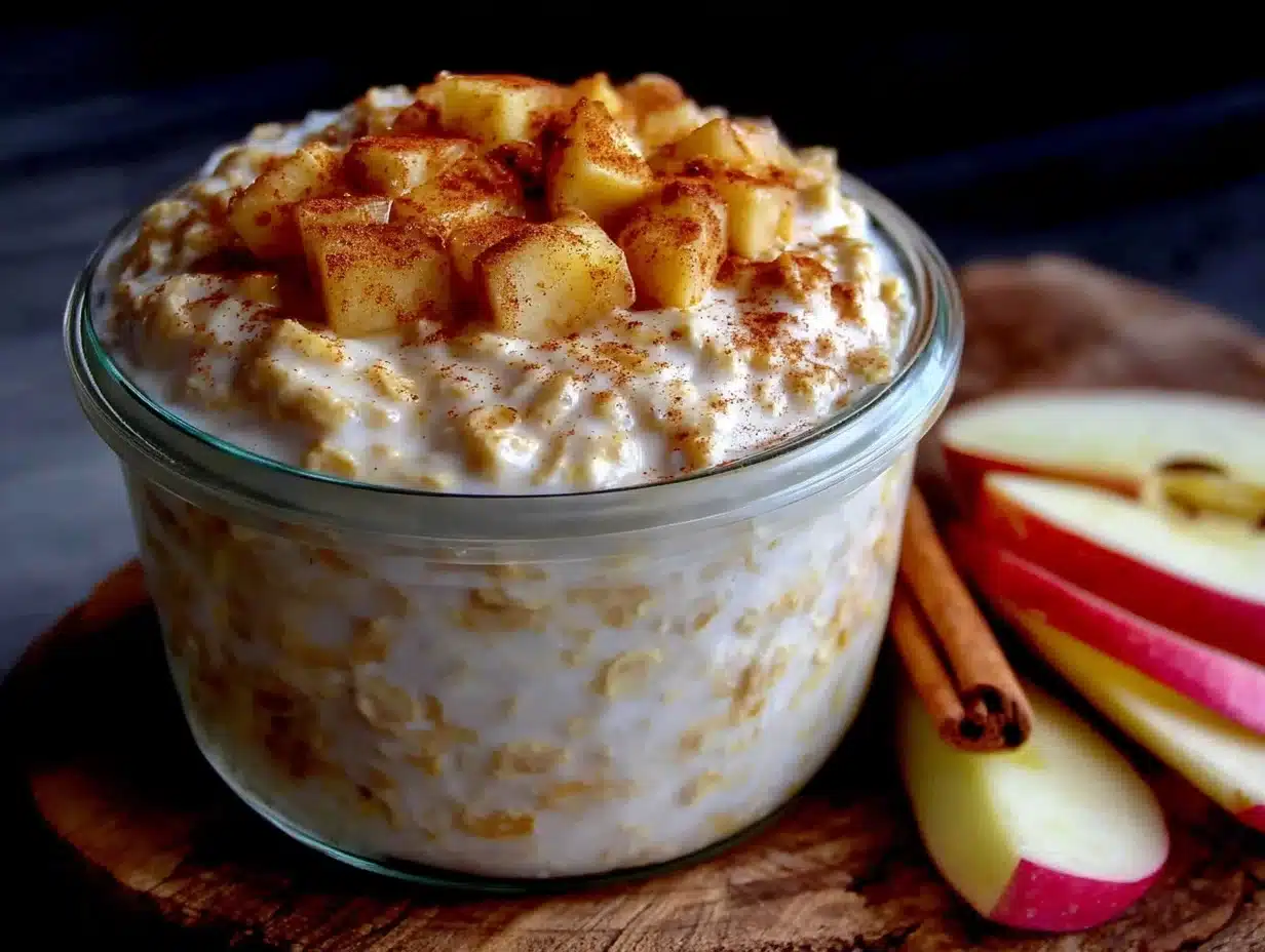 creamy apple cinnamon overnight oats - featured image