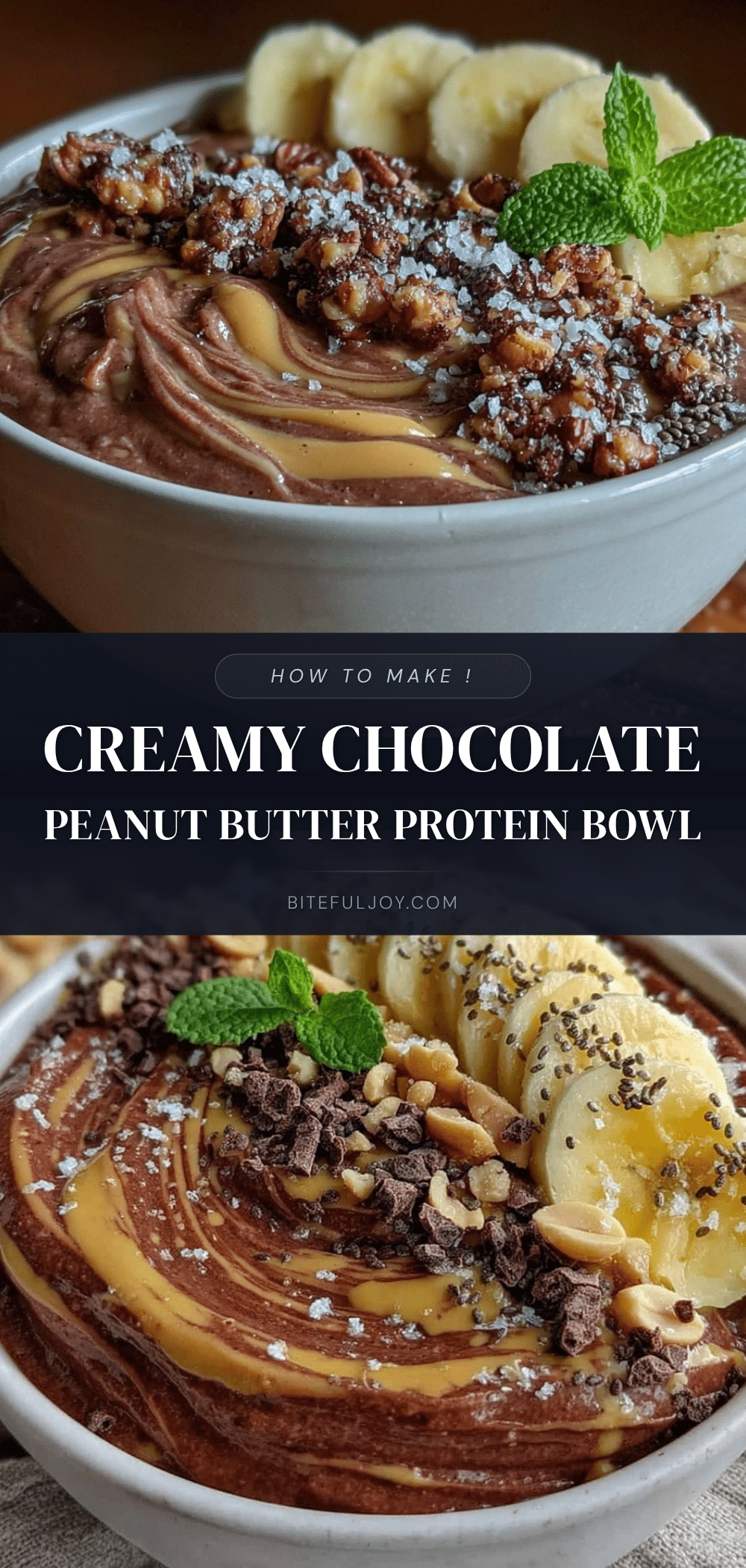 creamy chocolate peanut butter protein smoothie bowl recipe