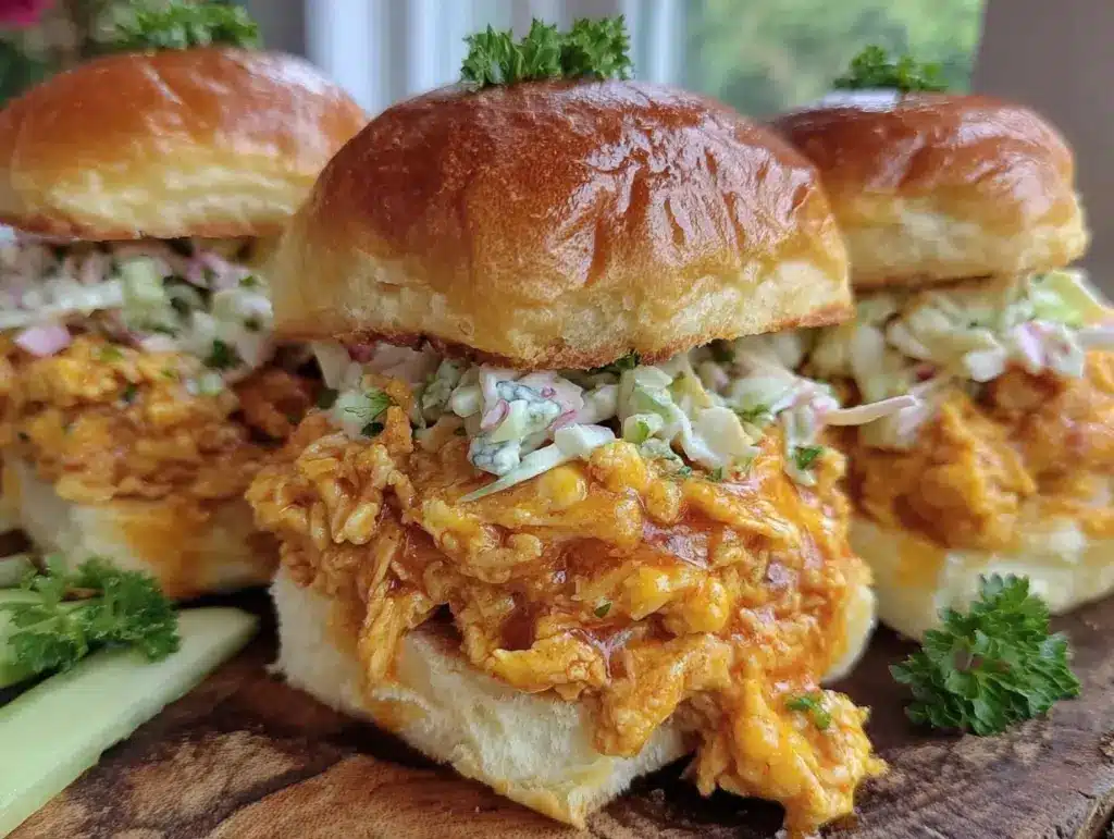 crispy buffalo chicken sliders - featured image