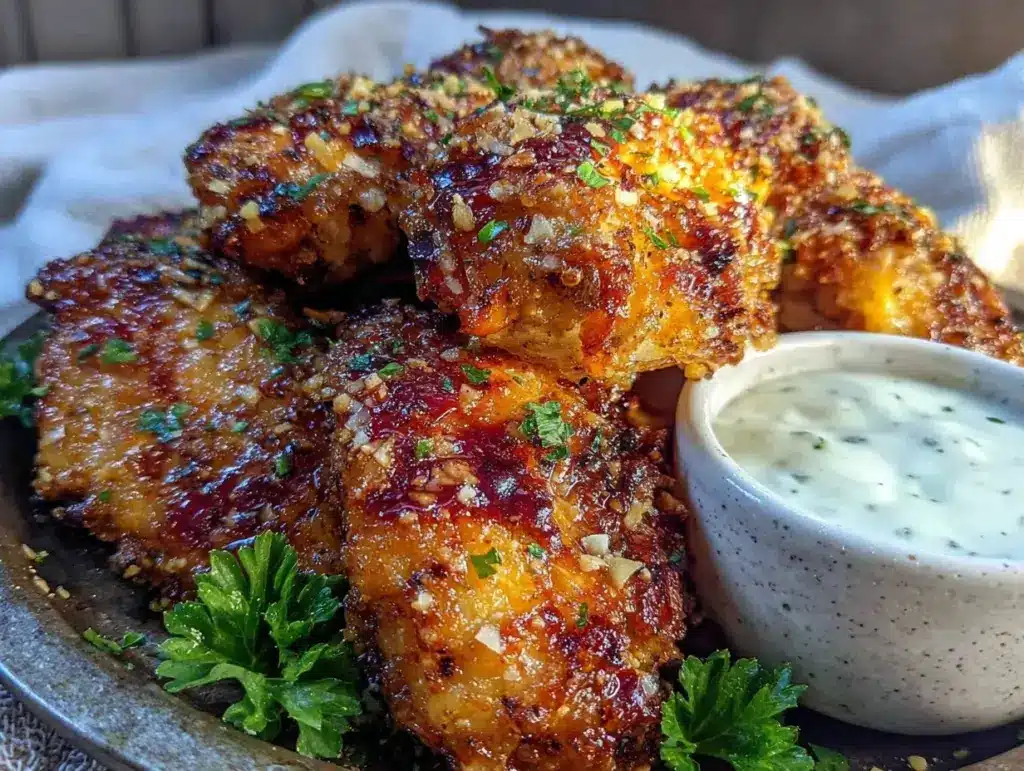 crispy sheet pan garlic parmesan chicken wings - featured image