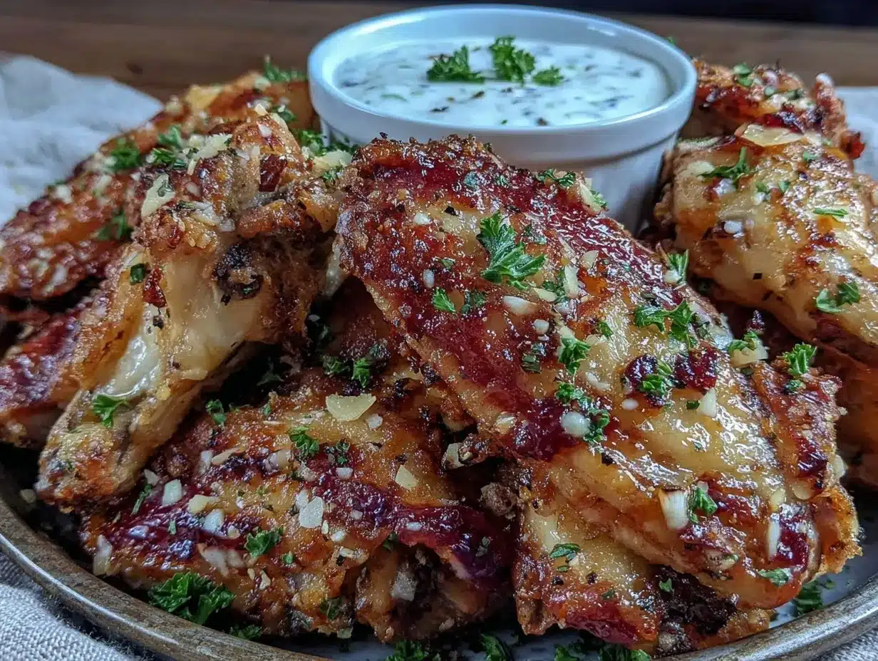 crispy sheet pan garlic parmesan chicken wings preparation steps