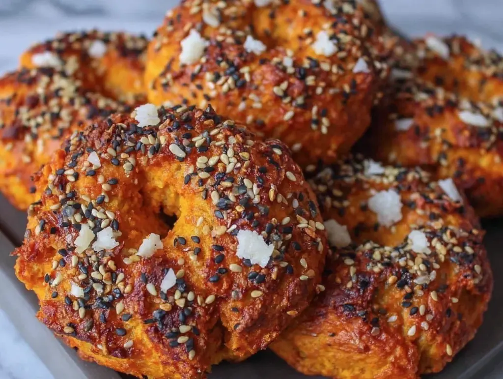 crispy sourdough pumpkin bagels - featured image