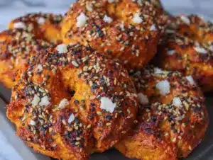 crispy sourdough pumpkin bagels - featured image