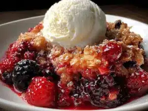 crispy triple berry crisp - featured image