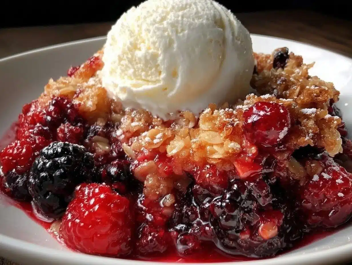 crispy triple berry crisp - featured image