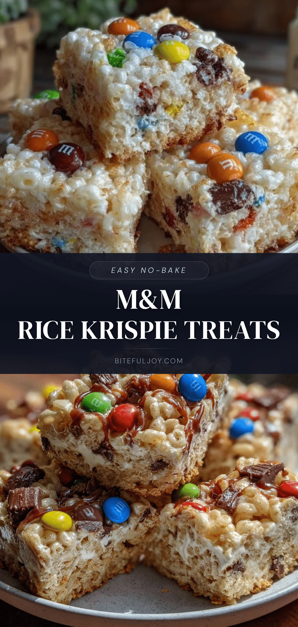 Easy No-Bake Rice Krispie Treats with M&Ms recipe