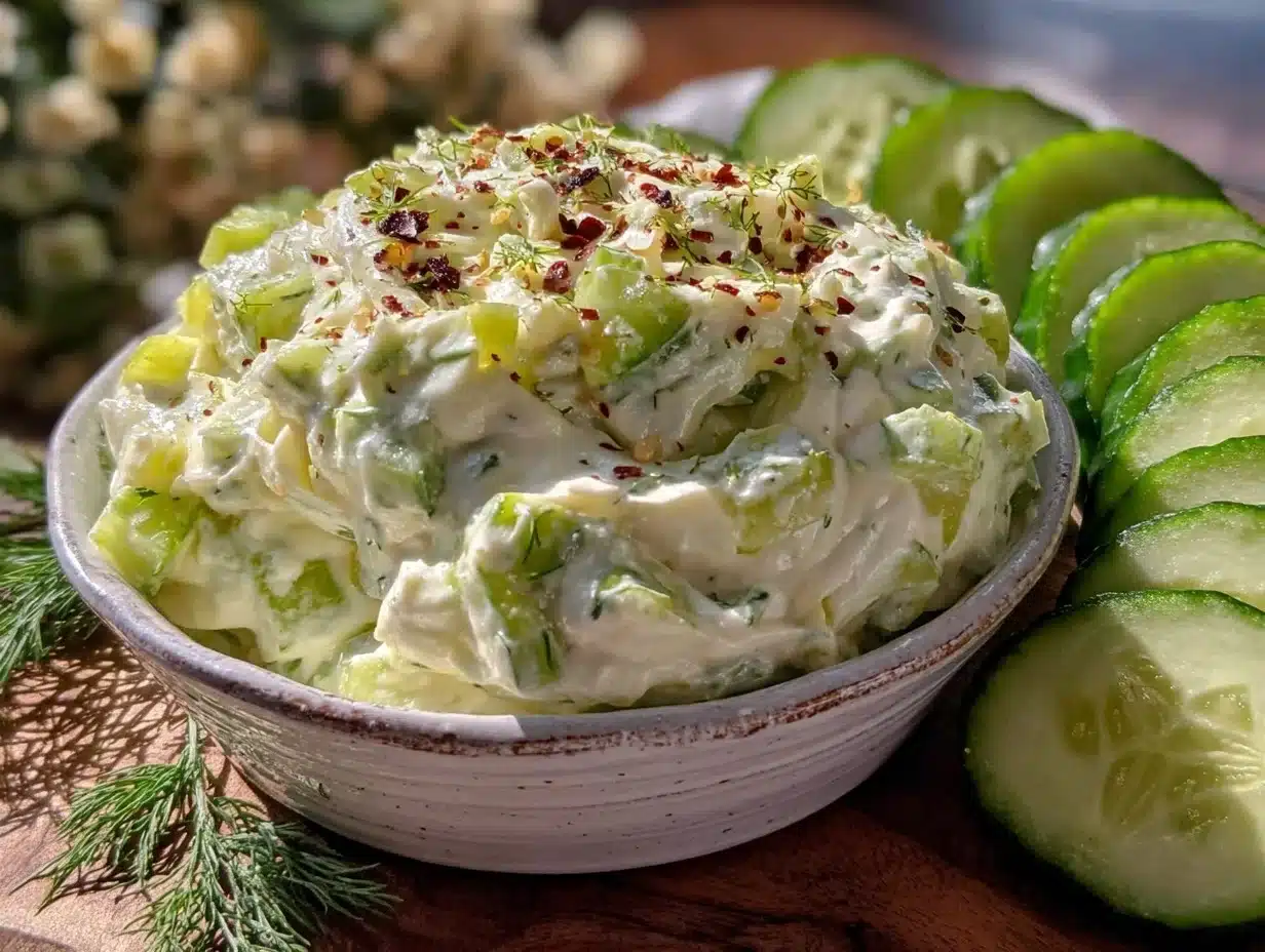 fresh creamy cucumber dill salad - featured image