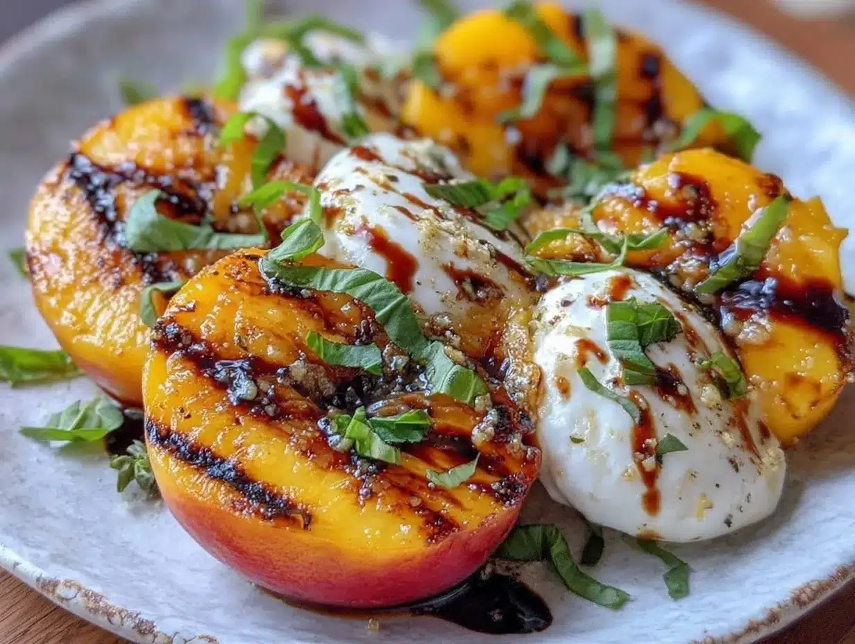 Fresh Grilled Peach Caprese Salad preparation steps