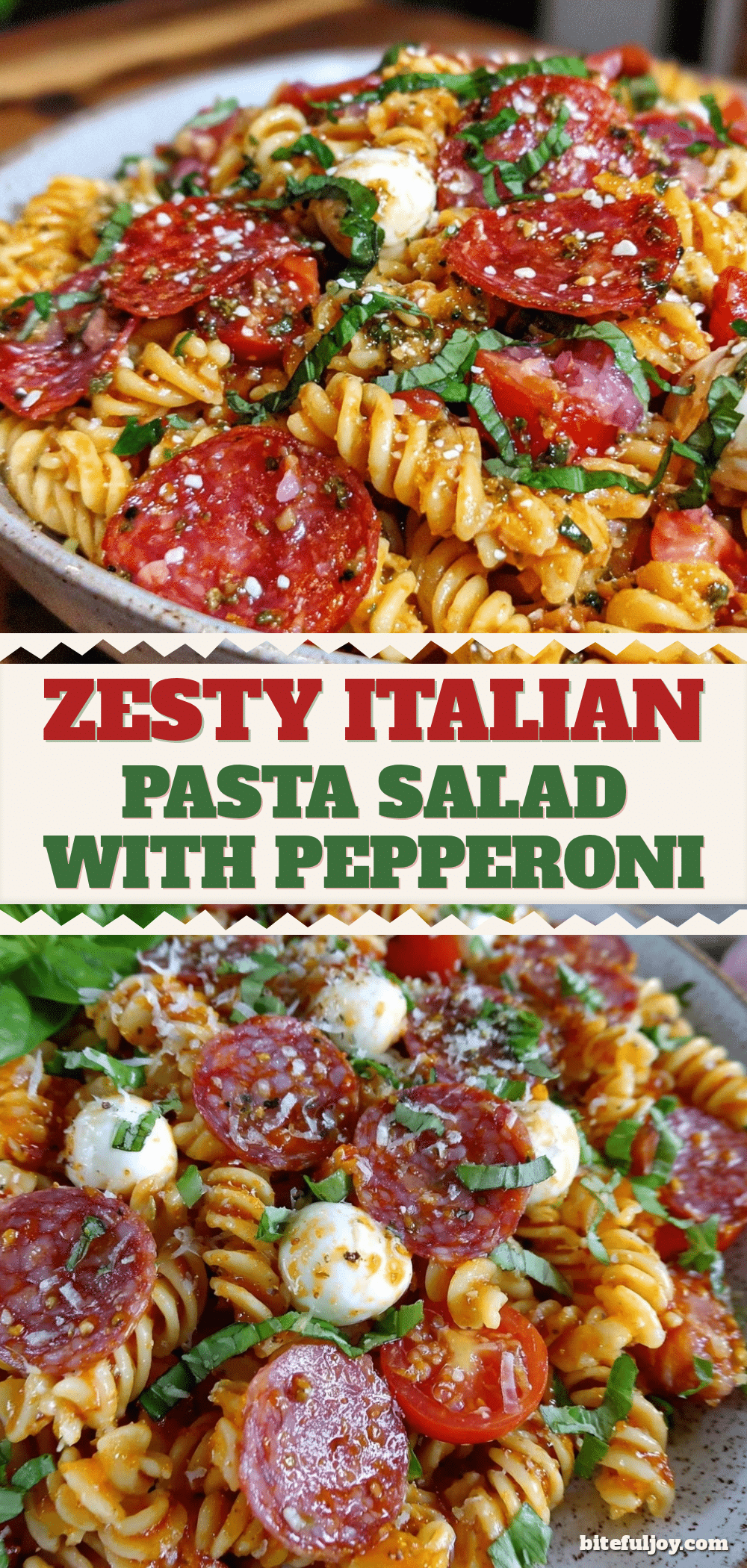 Italian pasta salad with pepperoni and mozzarella recipe