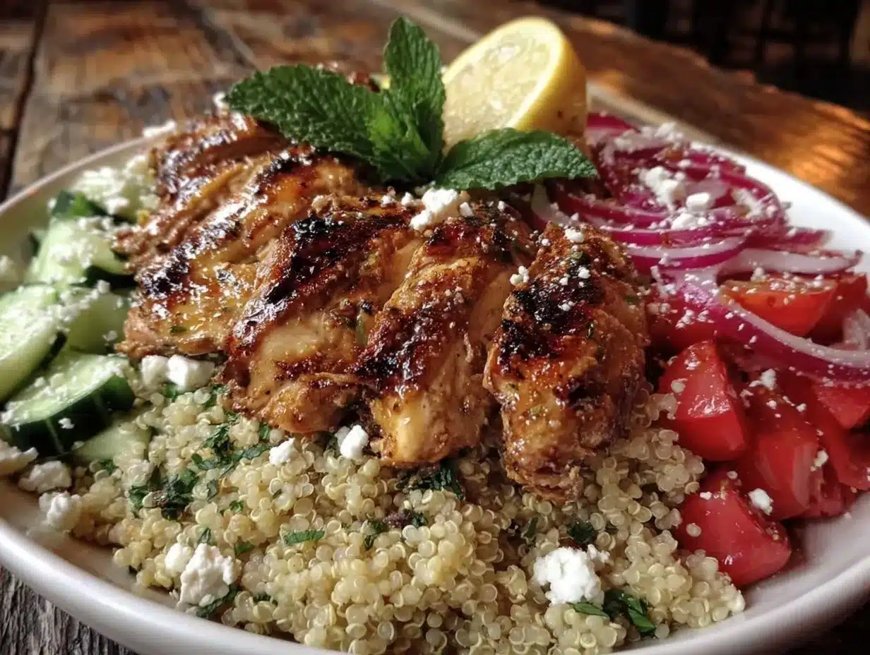 Mediterranean Quinoa Bowl with Grilled Chicken preparation steps