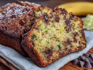 moist chocolate chip zucchini banana bread - featured image