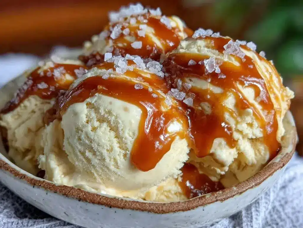 no-churn salted caramel ice cream - featured image