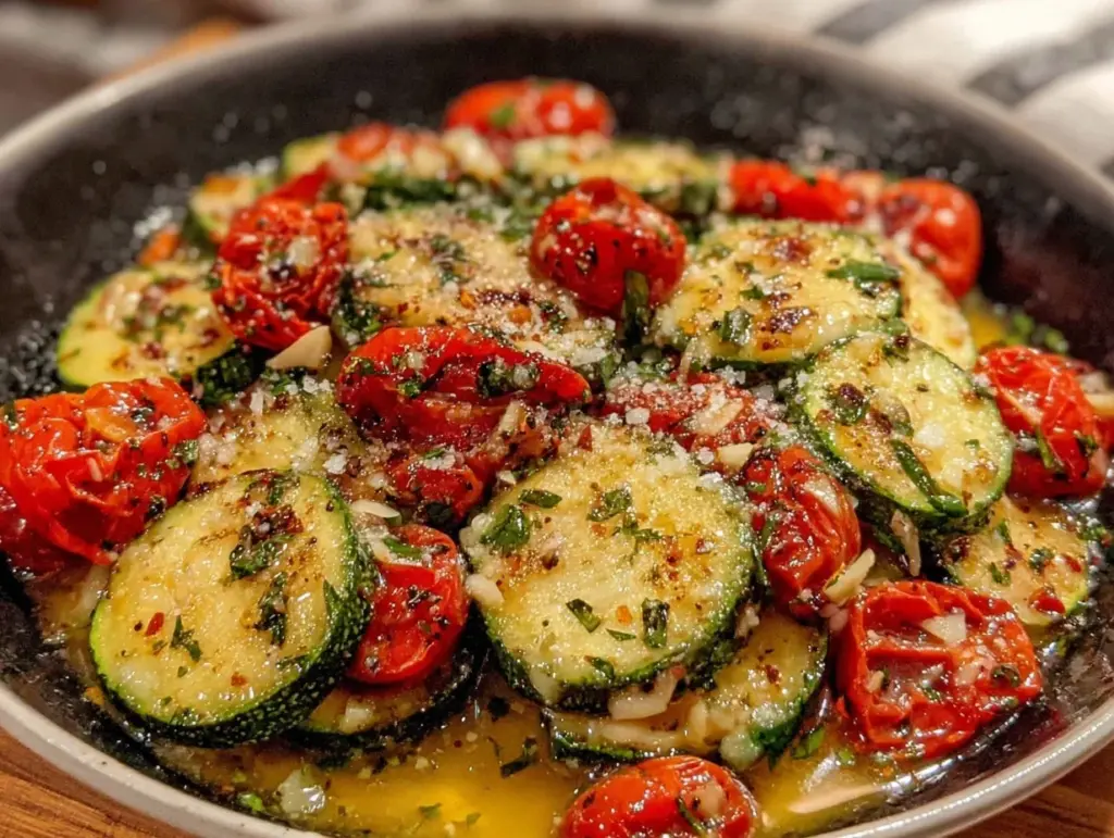 one-pan garlic butter zucchini - featured image