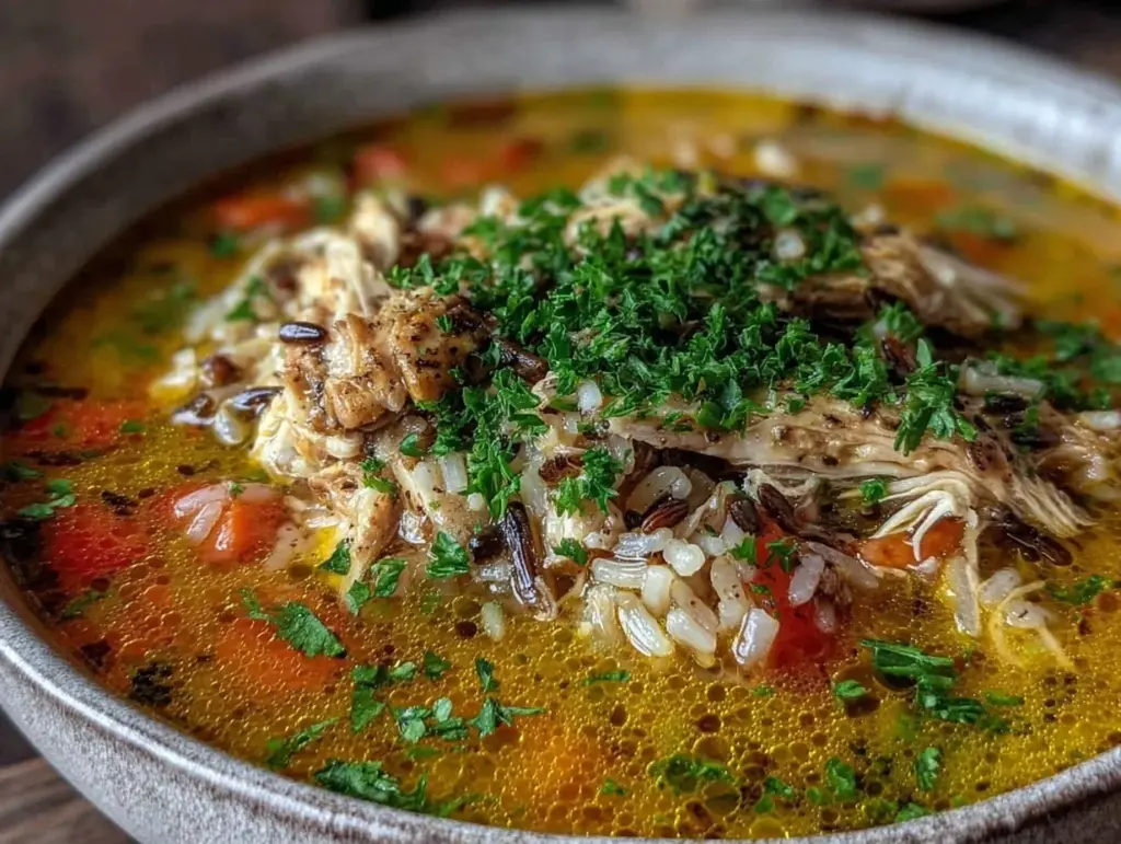one-pot chicken and wild rice soup - featured image