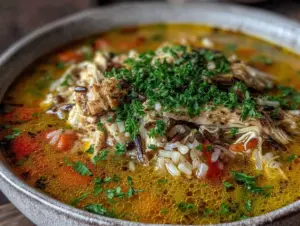 one-pot chicken and wild rice soup - featured image