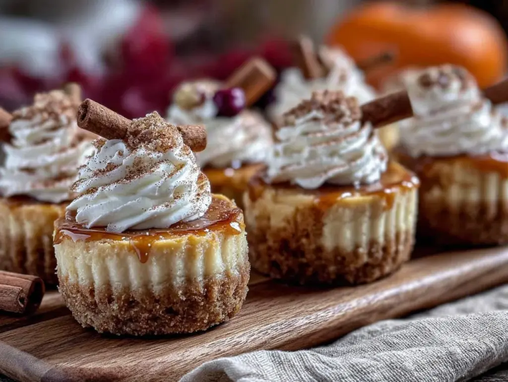 pumpkin spice mini cheesecakes - featured image