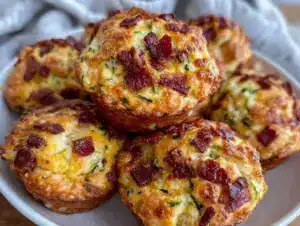 savory zucchini cheddar muffins - featured image