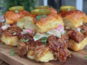 slow cooker honey chipotle pulled pork sliders - featured image