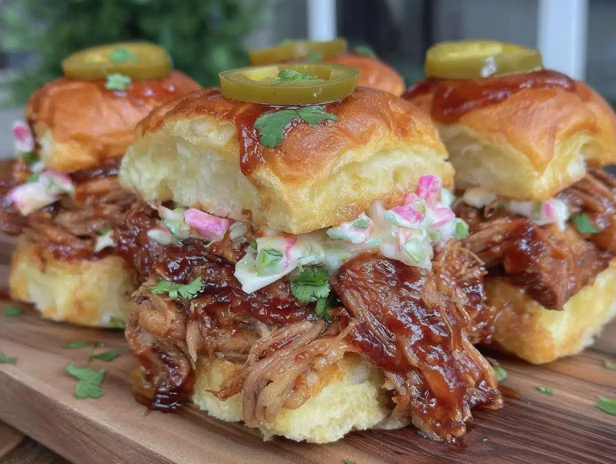slow cooker honey chipotle pulled pork sliders - featured image