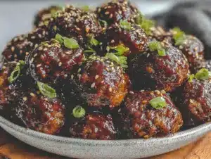 slow cooker teriyaki meatballs - featured image