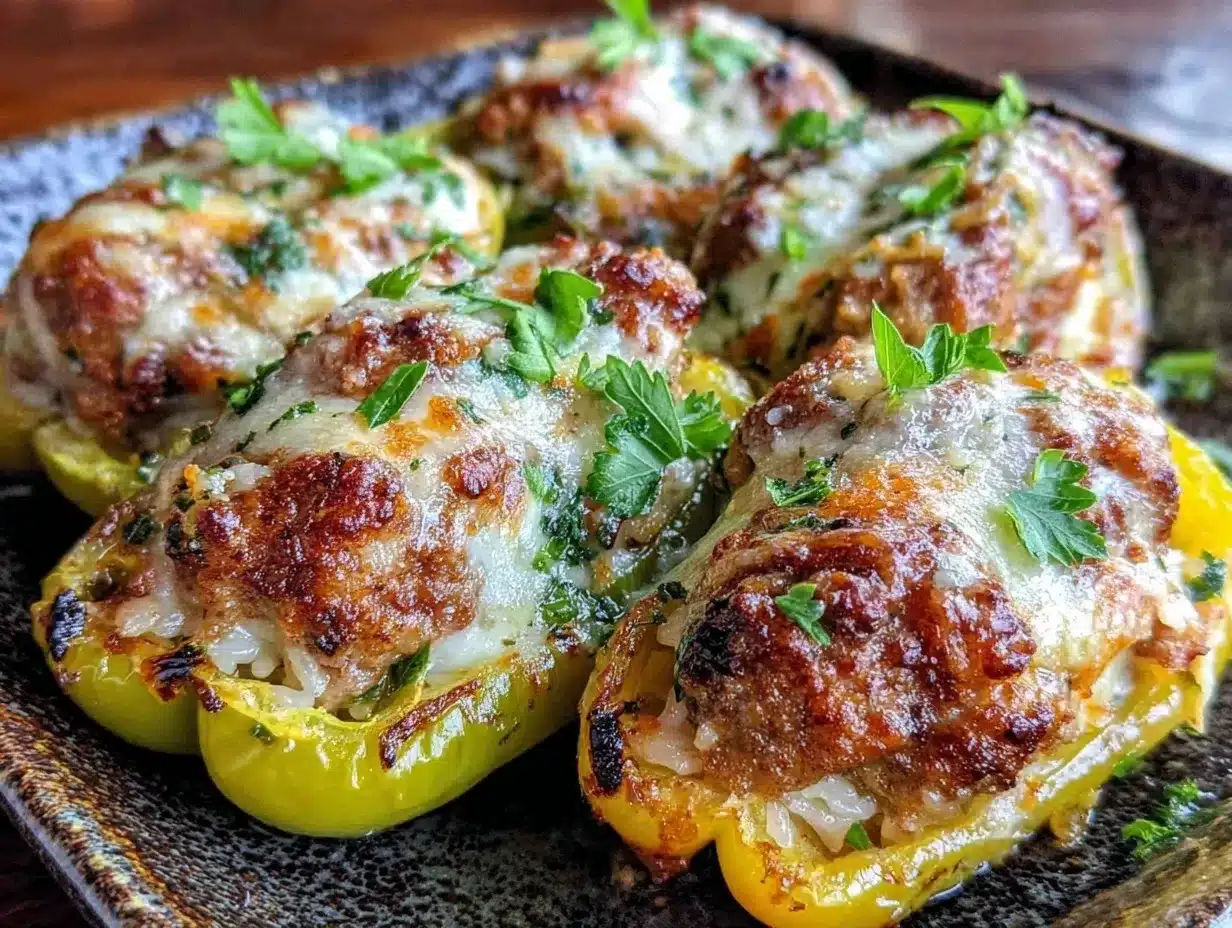 stuffed banana peppers with italian sausage preparation steps