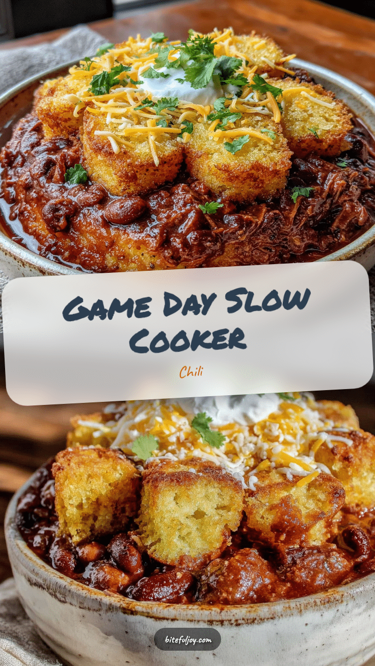 best slow cooker football chili with cornbread croutons recipe