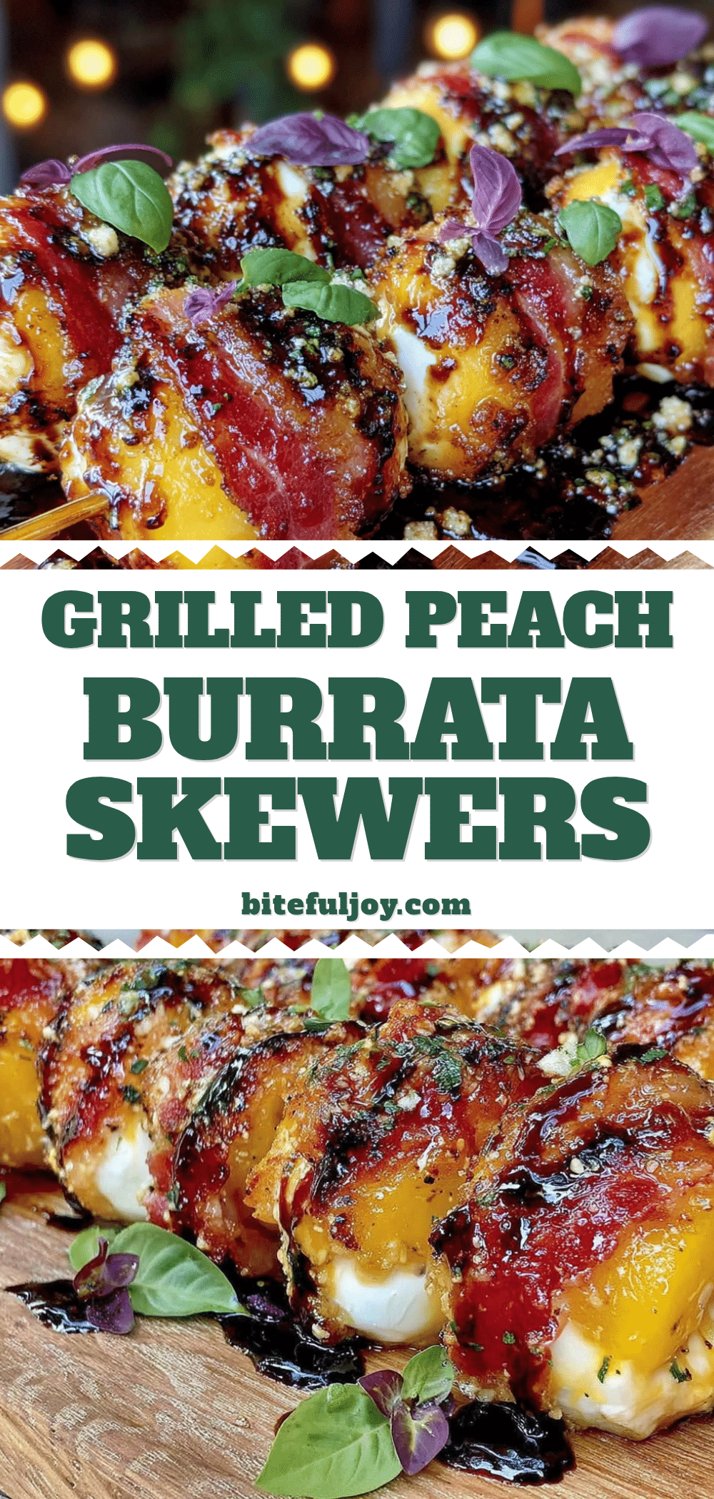 Grilled Peach and Burrata Skewers with Honey Balsamic recipe