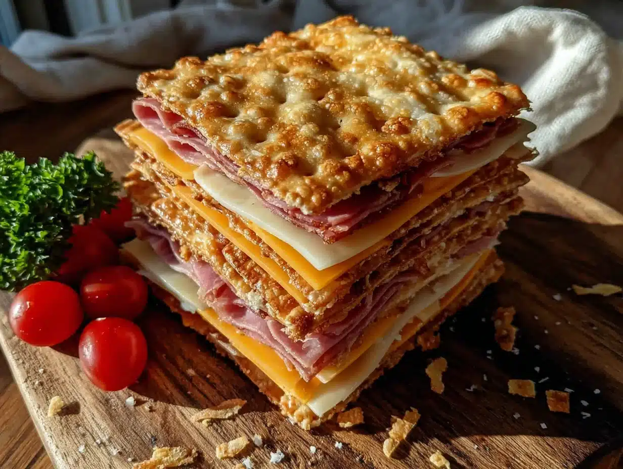 ham and cheddar cracker stackers - featured image