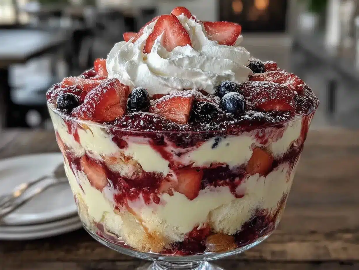 Perfect Red White and Blue Layered Berry Trifle preparation steps