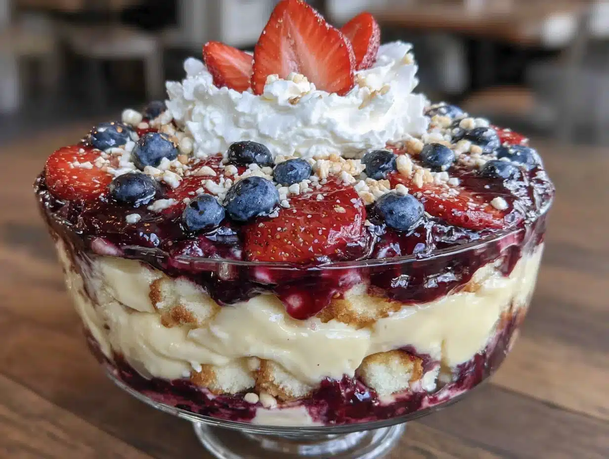 Perfect Red White and Blue Layered Berry Trifle - featured image