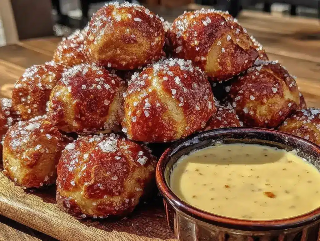 pretzel bites with beer cheese dip - featured image