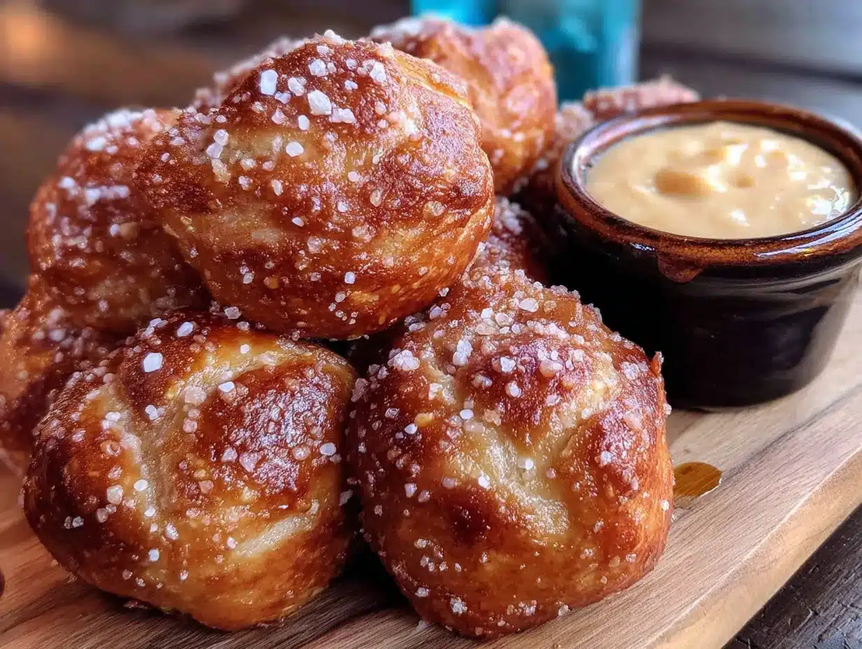 pretzel bites with beer cheese dip preparation steps