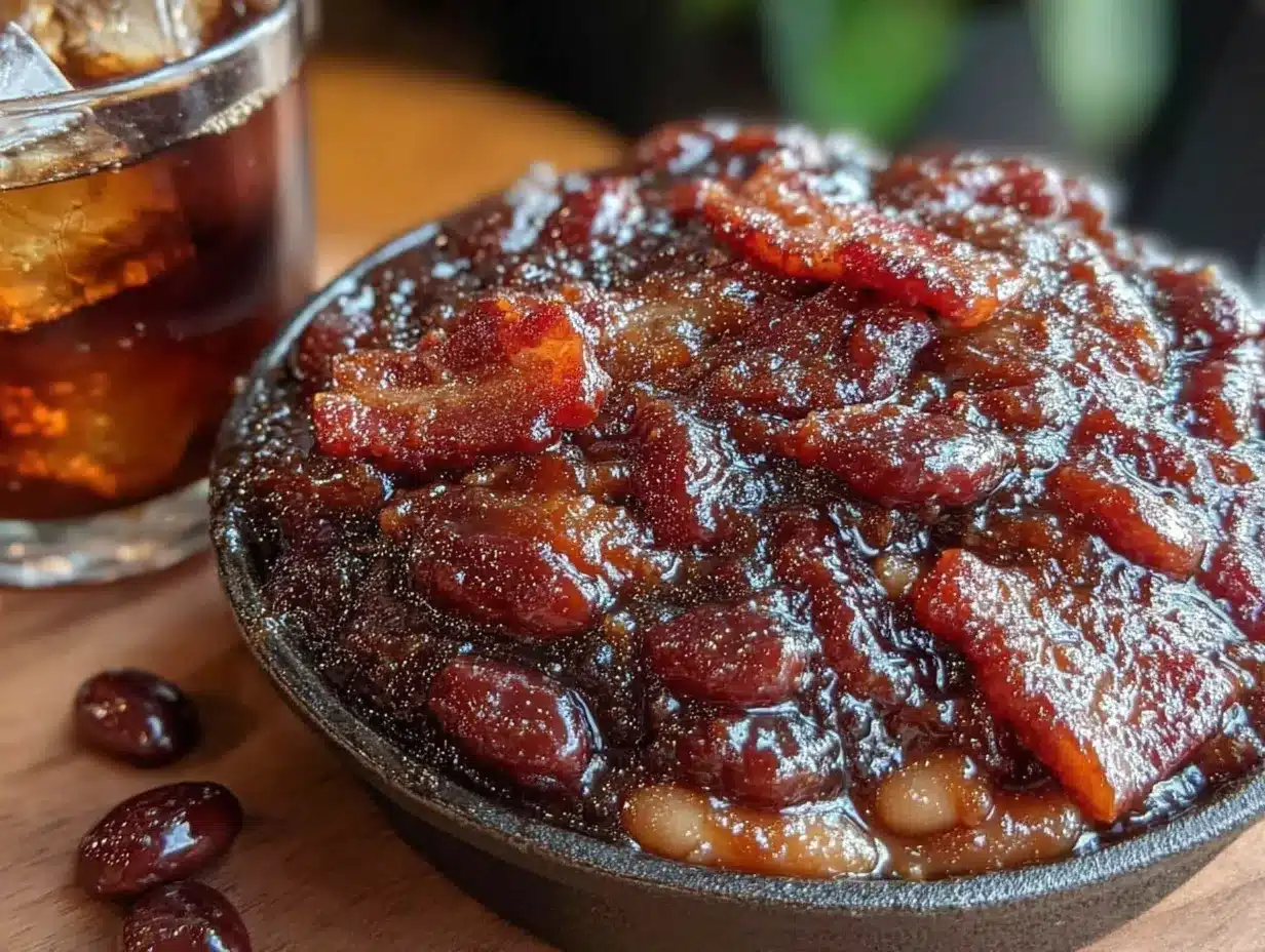 smoky bourbon BBQ baked beans preparation steps