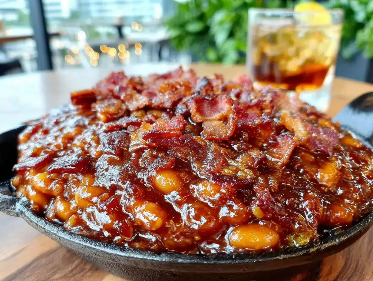 smoky bourbon BBQ baked beans - featured image