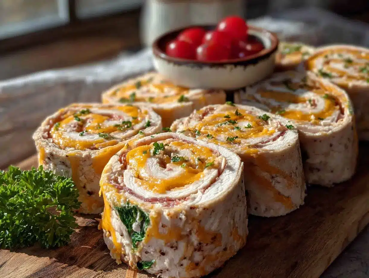 turkey and cheese pinwheel roll-ups preparation steps